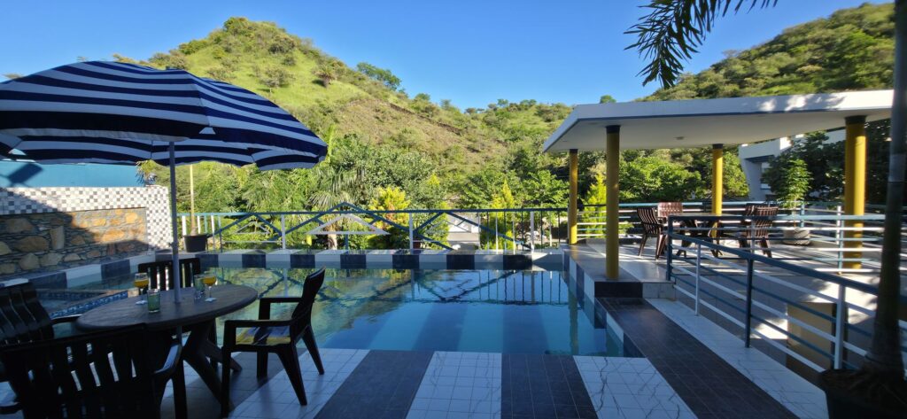 Shaded pool deck