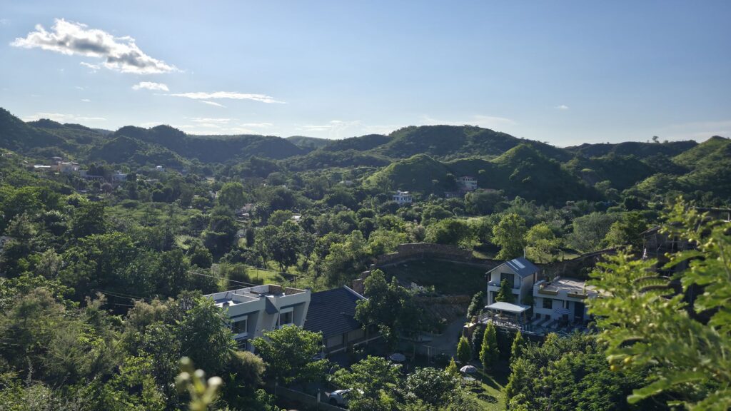 Green hills all around